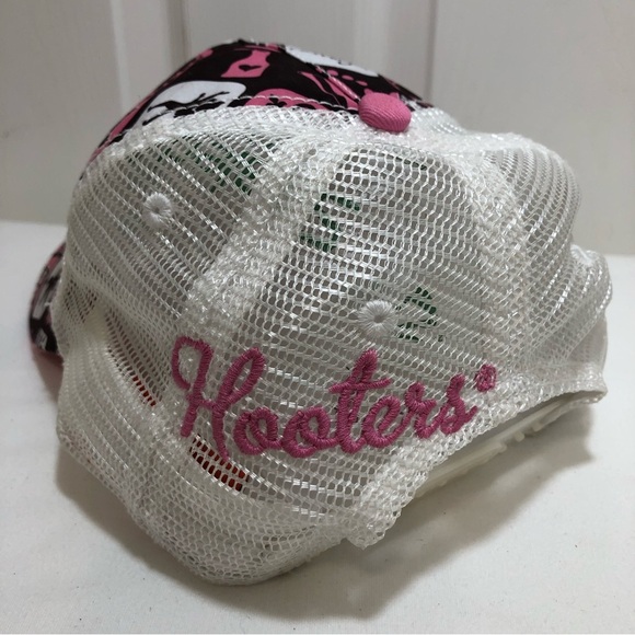 Hooters Rare Mesh Trucker Pink Brown Aol Heart Cupid Snap Back Adjustable Hat - Picture 8 of 13